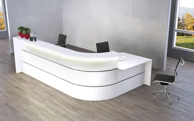 kerkmann Grand comptoir en L BARI, espace conseil, blanc