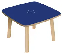 PAPERFLOW Table d'appoint WOODY, en bois massif, bleu