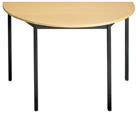 SODEMATUB Table de réunion 120DRHN, demi-ronde, hêtre/noir