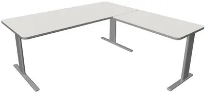 kerkmann Bureau UNIC avec extension, (L)2.000 mm, blanc