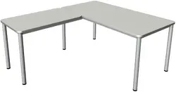 kerkmann Bureau PRIME avec extension, (L)1.600 mm, gris