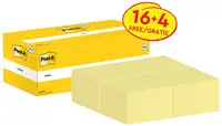 Post-it Bloc-notes adhésif, 76 x 76 mm, jaune, 16+4 gratuits