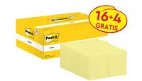 Post-it Bloc-notes adhésif, 51 x 38 mm, jaune, 16+4 gratuits