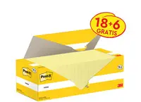 Post-it Bloc-notes adhésif, 127x76 mm, jaune, 18+6 gratuits