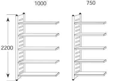 kerkmann Rayonnage "M2", 5 tablettes, (L)1.000 x (H)2.200 mm