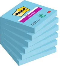 Post-it Bloc-note super sticky notes, 76 x 76 mm, bleu