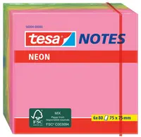 tesa Bloc de notes adhésives, couleurs néon, 75 x 75 mm