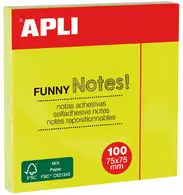 APLI Notes adhésives "FUNNY Notes!", 75 x 75 mm, jaune fluo