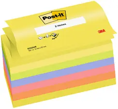 Post-it Bloc-notes adhésif z-notes, 127 x 76 mm, 6 couleurs