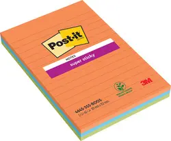 Post-it Bloc-note super sticky notes, 101 x 152 mm, ligné