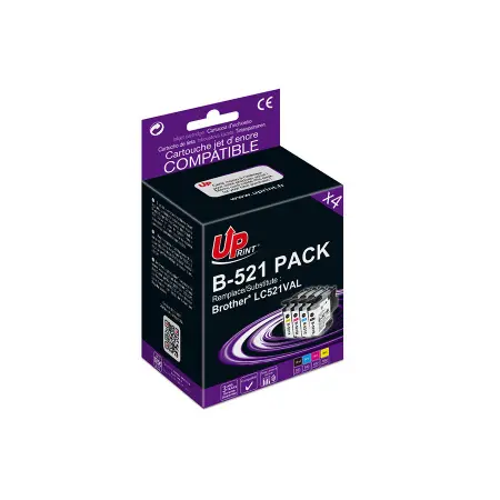 UPRINT PACK 4 CARTOUCHES COMPATIBLES BROTHER 521-REMPLACE LC521VAL BK/C/M/Y