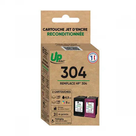 UPRINT MIF PACK 2 CARTOUCHES REMA. HP 304-N9K06AE/NK05AE/3JB05AE BK/3CL