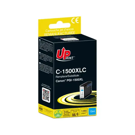 UPRINT CARTOUCHE REMANUFACTUREE CANON 1500XL-REMPLACE PGI1500XL CYAN