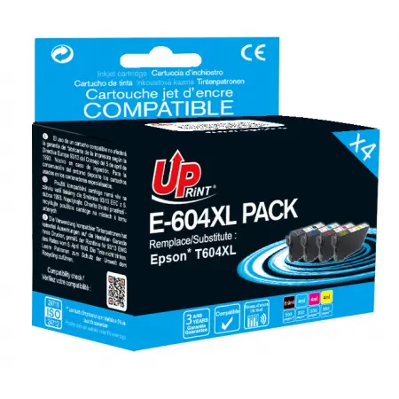 UPRINT PACK 4 CARTOUCHES COMPATIBLES EPSON 604XL-REMPLACE T10H640 BK/C/M/Y
