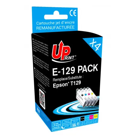 UPRINT PACK 4 CARTOUCHES REMANUFACTUREES EPSON 129-REMPLACE T129540 BK/C/M/Y