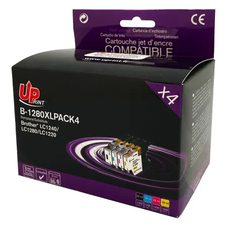 UPRINT PACK 4 CARTOUCHES COMPATIBLES BROTHER 1280XL- LC1280XL/1240/1220 BK/C/M/Y