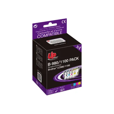 UPRINT PACK 4 CARTOUCHES COMPATIBLES BROTHER 980/1100- LC980/1100 BK/C/M/Y