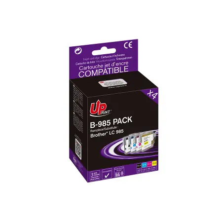 UPRINT PACK 4 CARTOUCHES COMPATIBLES BROTHER 985-REMPLACE LC985 BK/C/M/Y
