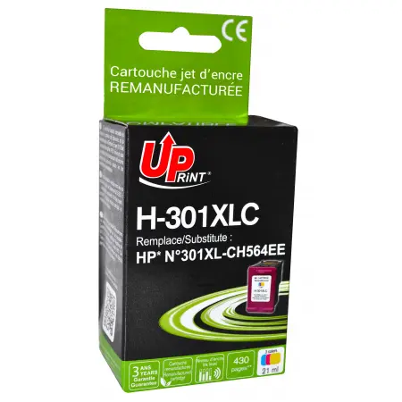 UPRINT CARTOUCHE REMANUFACTUREE HP 301XL-REMPLACE CH564EE 3CL