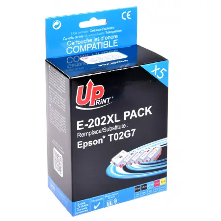 UPRINT PACK 5 CARTOUCHES COMPATIBLES EPSON 202XL-REMPLACE T02G740 BK/PBK/C/M/Y
