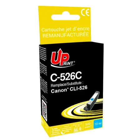 UPRINT CARTOUCHE REMANUFACTUREE CANON 526-REMPLACE CLI526 CYAN
