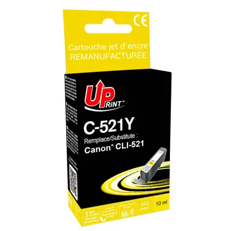 UPRINT CARTOUCHE REMANUFACTUREE CANON 521-REMPLACE CLI521 YELLOW