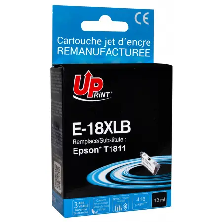 UPRINT CARTOUCHE REMANUFACTUREE EPSON 18XL-REMPLACE T181140 BLACK