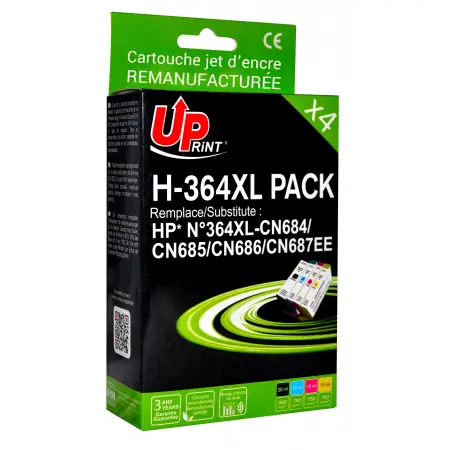 UPRINT PACK 4 CARTOUCHES REMANUFACTUREES HP 364XL-CN684/685/686/687 BK/C/M/Y