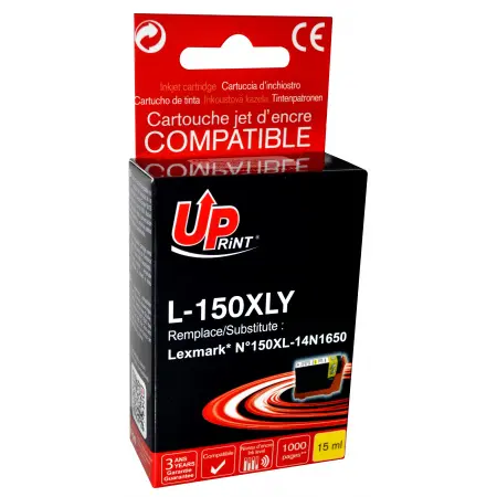 UPRINT CARTOUCHE COMPATIBLE LEXMARK 150XL-REMPLACE 14N1618E/16N1610E YELLOW#