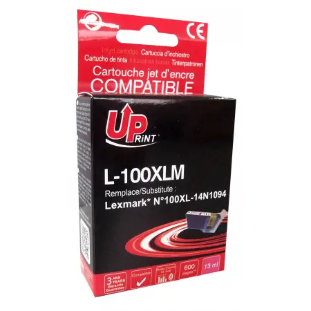 UPRINT CARTOUCHE COMPATIBLE LEXMARK 100XL-REMPLACE 14N1094 MAGENTA#