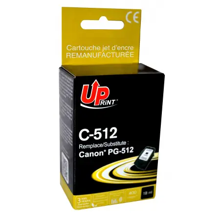 UPRINT CARTOUCHE REMANUFACTUREE CANON 512-REMPLACE PG512 BLACK