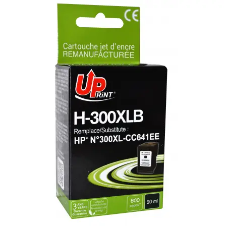 UPRINT CARTOUCHE REMANUFACTUREE HP 300XL-REMPLACE CC641EE BLACK