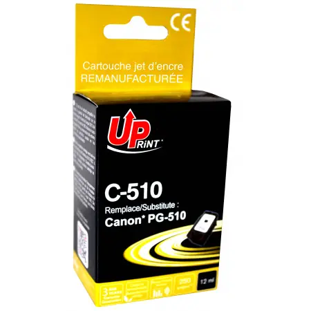 UPRINT CARTOUCHE REMANUFACTUREE CANON 510-REMPLACE PG510 BLACK