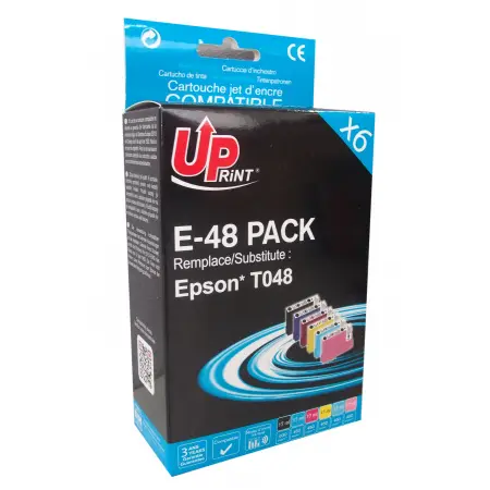 UPRINT PACK 6 CARTOUCHES COMPATIBLES EPSON 48-REMPLACE T048 BK/C/M/Y/LC/LM
