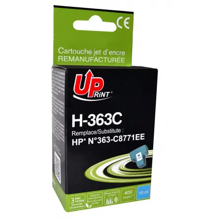 UPRINT CARTOUCHE REMANUFACTUREE HP 363-REMPLACE C8771EE CYAN
