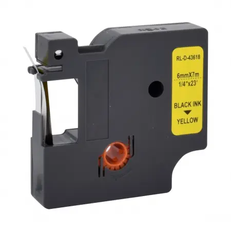 NEUTRE RUBAN COMPATIBLE DYMO D1-REMPLACE 43618-S0720790 BLACK ON YELLOW