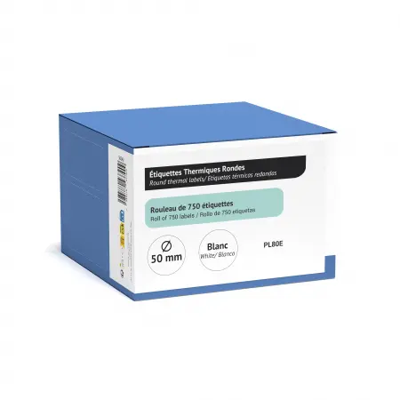 NEUTRE ROULEAU POUR IMP.PL80E 750 ETIQ.ADHESIVES ROND DIAM 51MM-BLANC