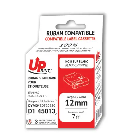 UPRINT RUBAN COMPATIBLE DYMO D1-REMPLACE 45013-S0720530 BLACK ON WHITE