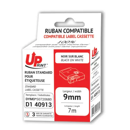 UPRINT RUBAN COMPATIBLE DYMO D1-REMPLACE 40913-S072068 BLACK ON WHITE