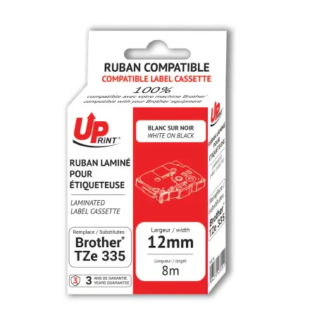UPRINT RUBAN COMPATIBLE BROTHER 241-REMPLACE TZE241 WHITE ON BLACK
