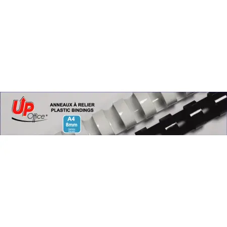 UP OFFICE-ANNEAUX PLASTIQUES 8 MM - BLANC - PACK DE 100#