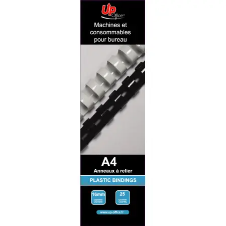 UP OFFICE-ANNEAUX PLASTIQUES 16 MM - BLANC - PACK DE 25#