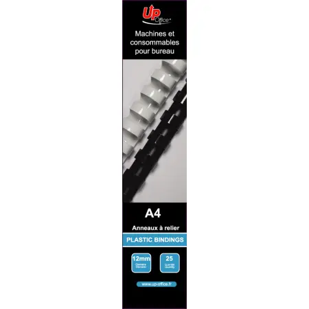 UP OFFICE-ANNEAUX PLASTIQUES 12 MM - BLANC - PACK DE 25#
