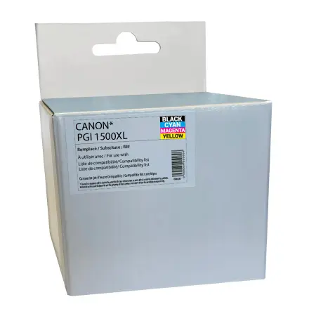 NEUTRE PACK 4 CARTOUCHES COMPATIBLES CANON 1500XL-REMPLACE PGI1500XL BK/C/M/Y