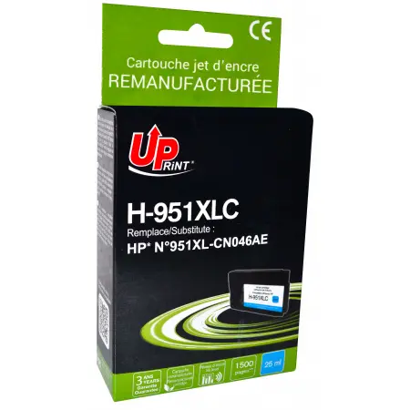 UPRINT CARTOUCHE REMANUFACTUREE HP 951XL-REMPLACE CN046AE CYAN