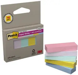 Post-it Marque-page Super Sticky Couleurs Pastel, 15 x 50mm