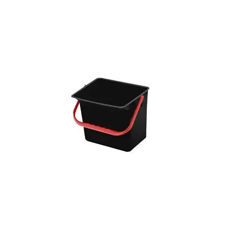 Seau 6L noir rectangulaire en PP avec anse de couleur