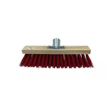 Balai cantonnier PVC rouge monture bois avec douille métal L 40