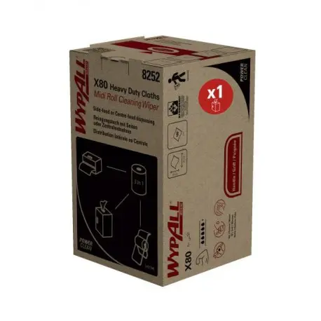 Bobine d'essuyage WypALL X80 Midi Roll /Blanc - Colis 180 fts