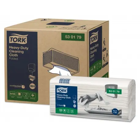 Chiffon de nettoyage plié 105F blanc ultra résistant TORK - Ct 4